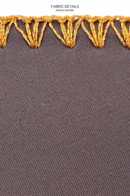 LULI CHIC - Luxe Stitch Seamless Triangle Top & Luxe Stitch Seamless Wavy Ruched Back Brazilian Tie Side Bottom • Piedra Gris