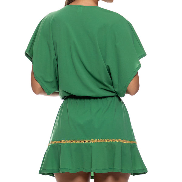 LULI CHIC - Luxe Stitch Playera V Neck Ruffle Dress