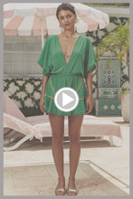 LULI CHIC - Luxe Stitch Playera V Neck Ruffle Dress • Palma