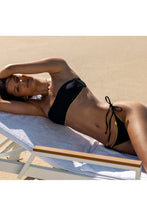 LULI CHIC - Luxe Stitch Free Form Bandeau Top & Luxe Stitch Seamless Wavy Ruched Back Brazilian Tie Side Bottom • Black Campaign