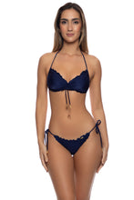 COSITA BUENA - Wavy Tunnel Bandeau Top & Wavy Ruched Back Full Tie Side Bottom • Navy