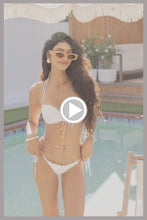 COSITA BUENA - Wavy Tunnel Bandeau Top & Wavy Ruched Back Tie Side Bottom • White Influencer