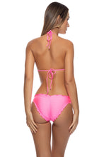 COSITA BUENA - Wavy Tunnel Bandeau Top & Wavy Full Ruched Back Bottom • Neon Pink Shiny