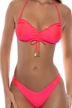 COSITA BUENA - Wavy Tunnel Bandeau Top & High Leg Brazilian Bottom • Bombshell Red