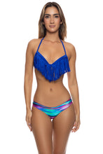 COSITA BUENA - Plunge Push Up Fringe Underwire Top & Full Ruched Back Bottom • Electric Blue