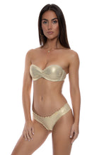 COSITA BUENA - Underwire Push Up Bandeau Top & Wavy Ruched Back  Bottom • Gold Rush