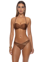 COSITA BUENA - Underwire Push Up Bandeau Top & Strappy  Ruched Back Bottom • Brown