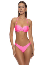 COSITA BUENA - Underwire Push Up Bandeau Top & High Leg Brazilian Bottom • Neon Pink Shiny