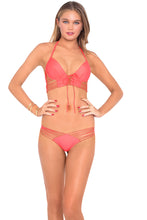 COSITA BUENA - Underwire Corset & Strappy Brazilian Ruched Back Bottom • Fire Coral