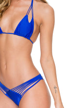 COSITA BUENA - Zig Zag Knotted Cut Out Triangle Top & Strappy Brazilian Ruched Back Bottom • Electric Blue