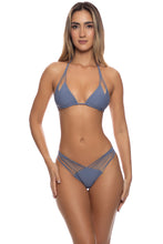 COSITA BUENA - Zig Zag Knotted Cut Out Triangle Top & Strappy  Ruched Back Bottom • Blue Moon