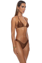 COSITA BUENA - Zig Zag Knotted Cut Out Triangle Top & High Leg Brazilian Bottom • Brown