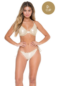 COSITA BUENA - Underwire Adjustable Top & Wavey Full Tie Side Ruched Back • Gold Rush