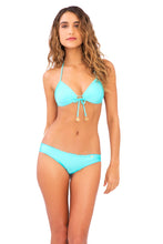 COSITA BUENA - Molded Push Up Bandeau Halter & Full Ruched Back Bottom • Aquamarine