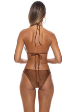 COSITA BUENA - Molded Push Up Bandeau Halter Top & Seamless Moderate Bottom • Brown