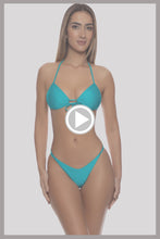 COSITA BUENA - Molded Push Up Bandeau Halter Top & Strap Ring Thong Bottom • Mermaid