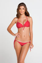 COSITA BUENA - Waves Molded Push Up Bandeau Halter & Brazilian Tie Side Bottom • Bombshell Red