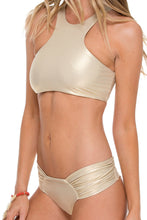 COSITA BUENA - High Neck Sporty Bra & Scrunch Panty Ruched Back • Gold Rush