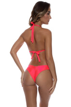 COSITA BUENA - Halter Triangle Top & Wavy Ruched Back  Bottom • Bombshell Red