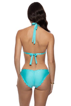 COSITA BUENA - Triangle Halter Top & Full Ruched Back Bottom • Aruba Blue