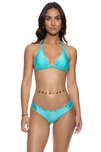 COSITA BUENA - Triangle Halter Top & Full Ruched Back Bottom • Aruba Blue
