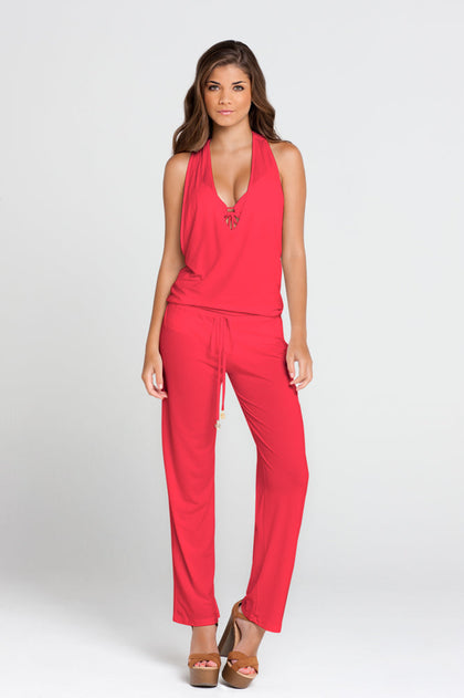COSITA BUENA - T Back Long Jumpsuit • Bombshell Red