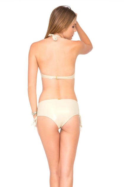 COSITA BUENA - Underwire Halter Top & Adjustable Reversible Drawstring High Bottom • Gold Rush