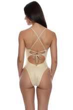 COSITA BUENA - Square Neck Laced Up One Piece • Gold Rush