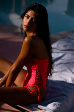 COSITA BUENA - Square Neck Laced Up One Piece • Bombshell Red