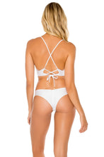 COSITA BUENA - Cross Back Bustier Top & Drawstring Ruched Brazilian Bottom • White