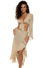 COSITA BUENA - Bell Sleeve Crop Top & Ruffle High Lo Slit Skirt • Gold Rush