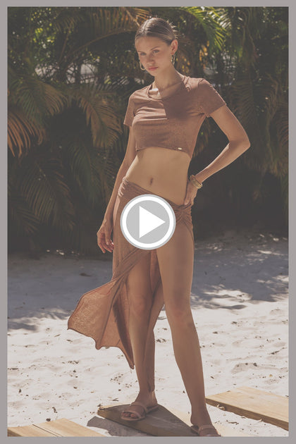 COSITA BUENA - Crop Top & Twist Front Skirt • Brown