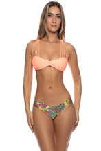 VERANO DE RUMBA - Multi Cross Strap Bra Top & Tab Sides Full Bottom • Miami Peach