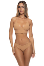 JAGGED BOMBSHELL - Cross Back Bustier Top & Full Bottom • Caramelo