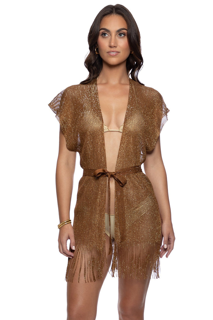 SUNSHINE ADDICT - Short Caftan • Brown | Gold