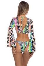 LULI DISCO - Bell Sleeve Crop Top & High Leg Brazilian Bottom • Multicolor