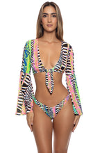 LULI DISCO - Bell Sleeve Crop Top & High Leg Brazilian Bottom • Multicolor