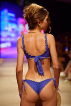 LULI ADORE - Wavy Luxe Stitch Scoop Neck Drawstring Top & Wavy Luxe Stitch Brazilian Tie Side Ruched Back Bottom • Blue Runway