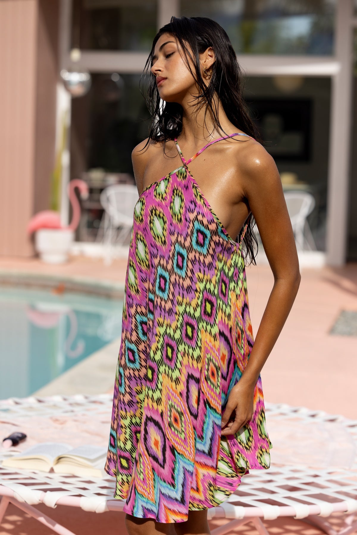 MIAMI SORBET Halter Neck Babydoll Dress - Multi Luli Fama EU MIAMI SORBET Halter Neck Babydoll Dress - Multi Luli Fama EU