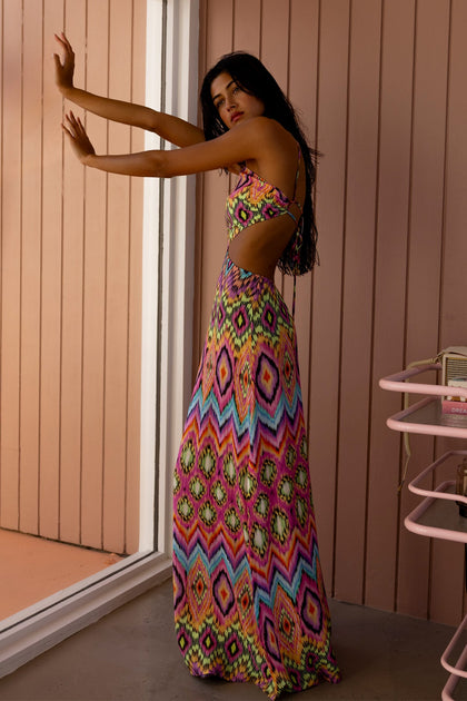 MIAMI SORBET - Cut Out Long Dress • Multicolor