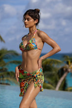 LUSH HORIZONS - Triangle Halter Top & Ruffled Sarong Mini Skirt • Multicolor