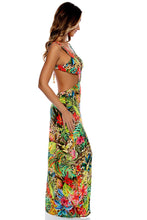 LUSH HORIZONS - Laced Up Plunging V-neck Maxi Dress • Multicolor