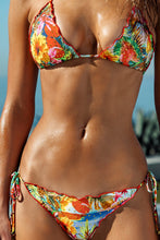 BIRDS OF PARADISE - Crystallized Wavy Triangle Top & Crystallized Wavy Brazilian Tie Side Ruched Back Bottom • Multicolor