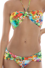 BIRDS OF PARADISE - Knotted Halter Bandeau Top & Knotted Banded Scrunch Side Moderate Bottom • Multicolor