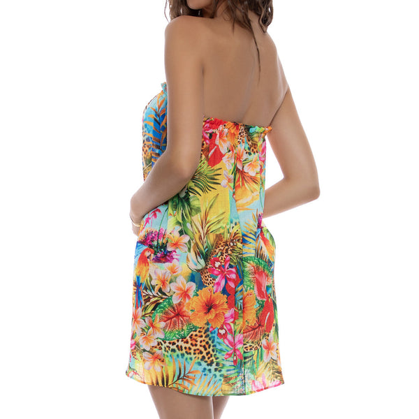 BIRDS OF PARADISE - Relaxed Strapless Mini Dress