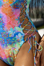 DECO GARDENS - Square Neck Laced Up One Piece • Multicolor