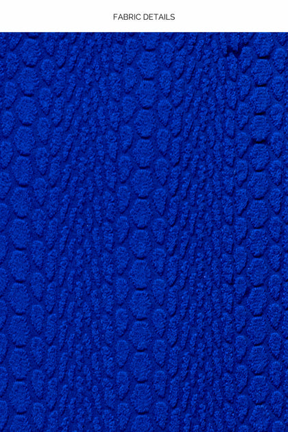 WAVY BABY - Seamless Triangle Top & Seamless Wavy Ruched Back Brazilian Tie Side Bottom • Blue