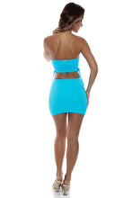 WAVY BABY - Drawstring Tube Top & Mini Skirt • Caribe Blue