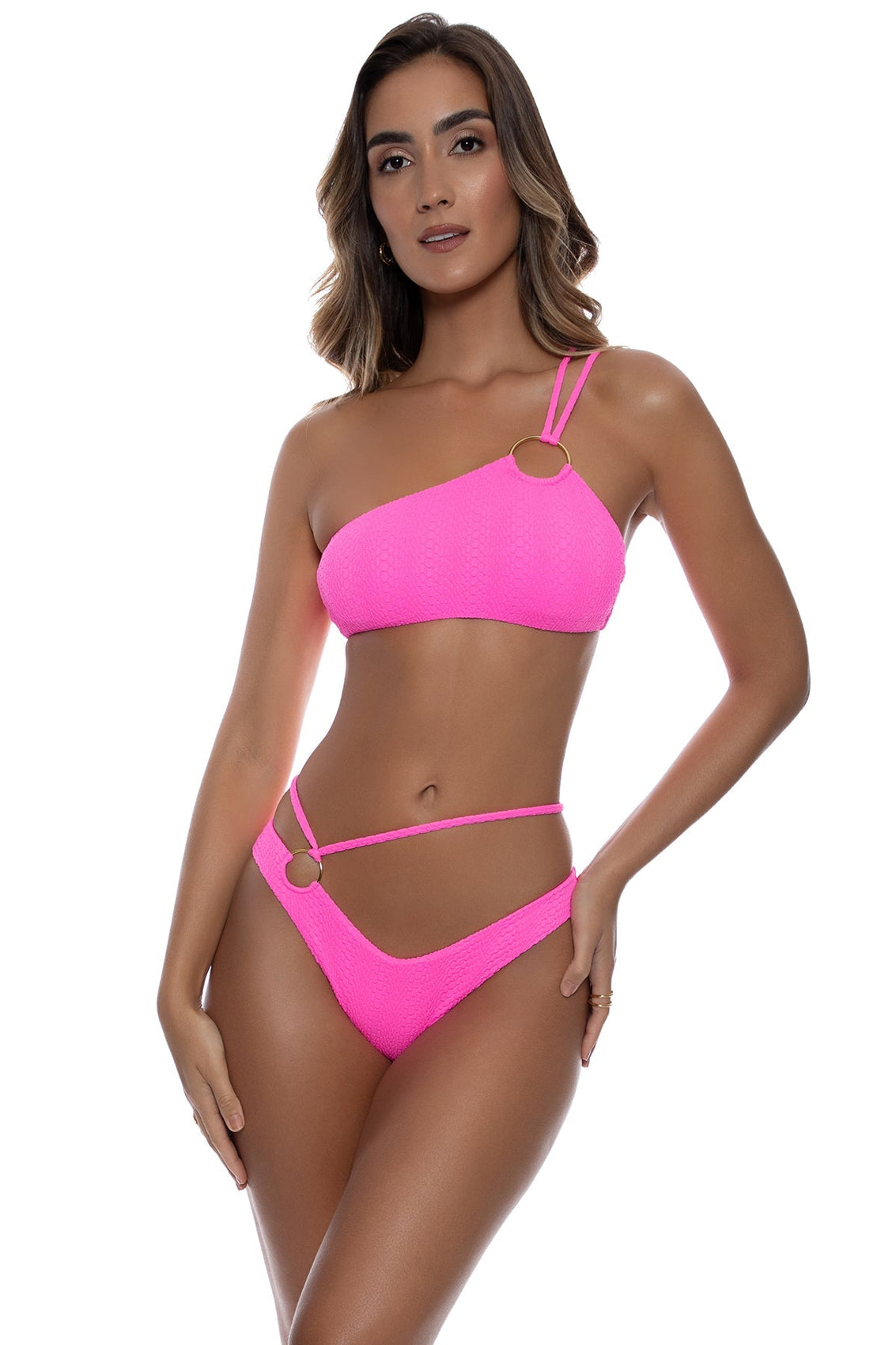 WAVY BABY - Asymmetric Ring Top & Moderate Ring Side Bottom • Blazing Pink