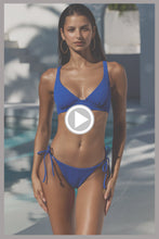 WAVY BABY - Underwire Plunge Top & Seamless Full Tie Side Bottom • Blue